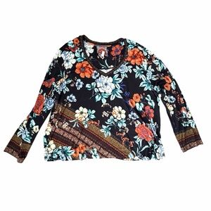 Johnny Was Golden Spring Favorite Swing Tee Floral Long Sleeve XL